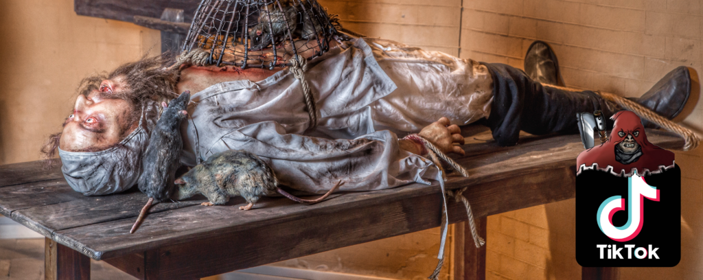 a medieval torture scene in a museum or themed exhibit