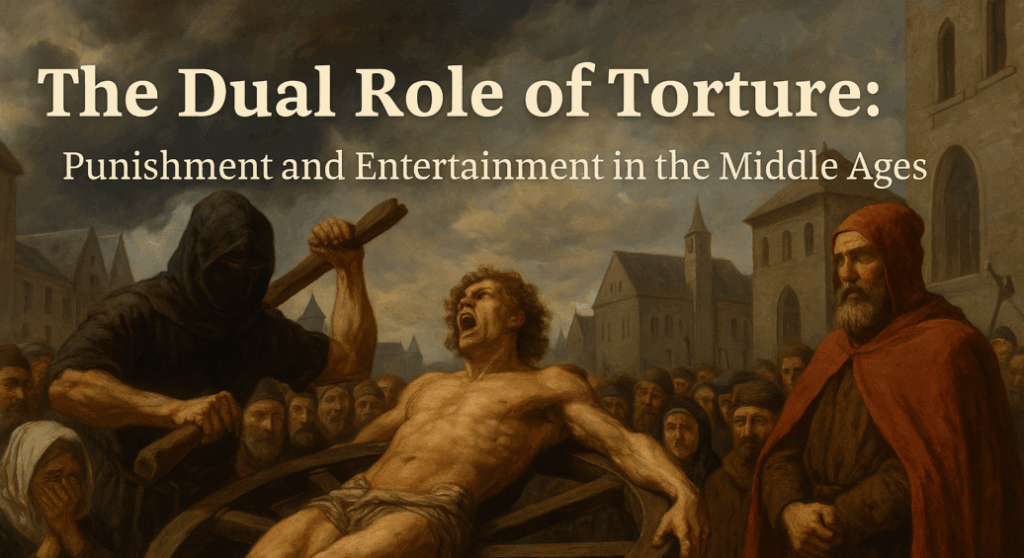 a dramatic medieval torture scene in a public square