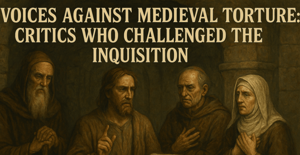 a group of medieval critics who stood against the brutal practices of the Inquisition, highlighting their courage in challenging the prevailing system of torture and persecution