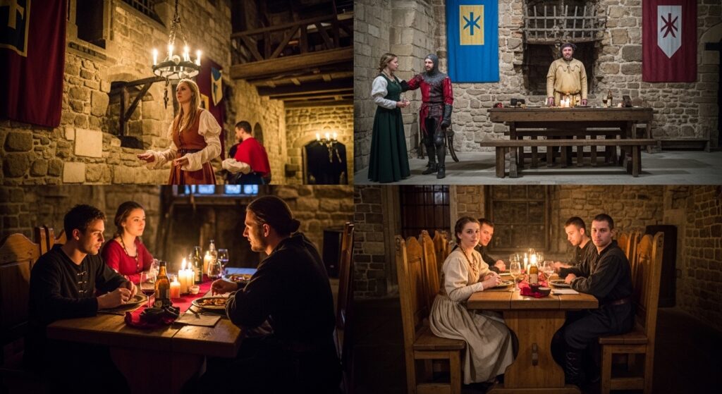 a medieval-themed banquet scene