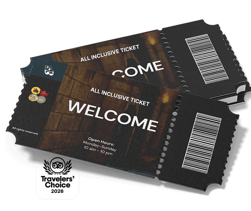 two "All Attraction Pass" tickets with the word "WELCOME" in bold red letters