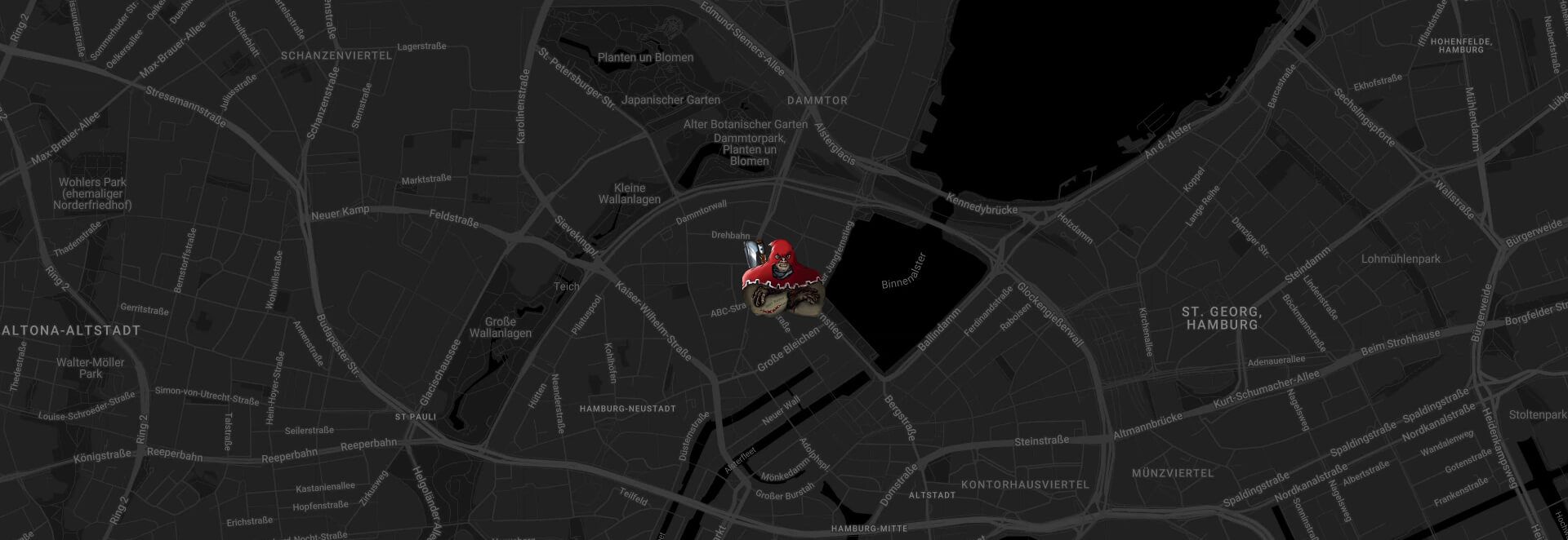 dark map of Hamburg, with streets